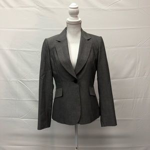 Tahari Women’s Pinstripe Gray Blazer (Size 4)